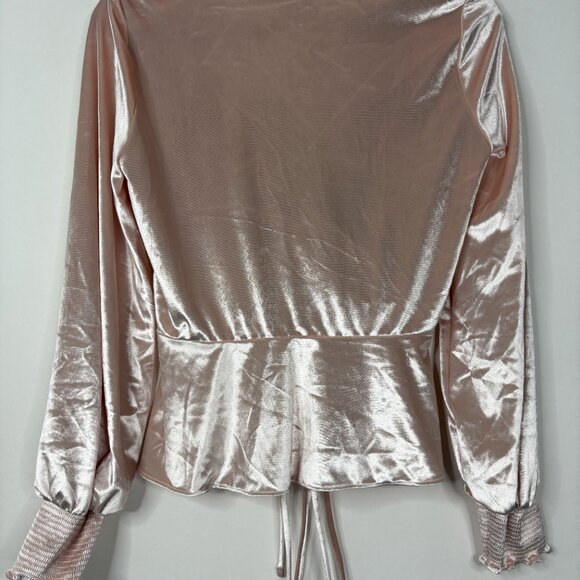 2/$30 White House Black Market Velvet Surplice Top Pink Small #9937 - Picture 4 of 9